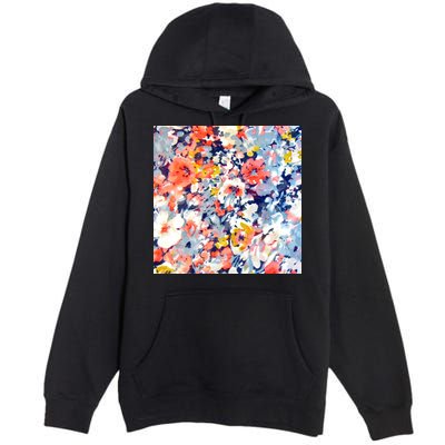 Colorful Flower Fabric Floral Pattern Premium Pullover Hoodie