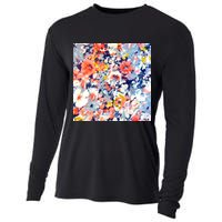Colorful Flower Fabric Floral Pattern Cooling Performance Long Sleeve Crew