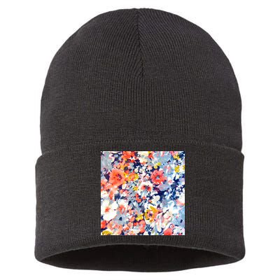 Colorful Flower Fabric Floral Pattern Sustainable Knit Beanie