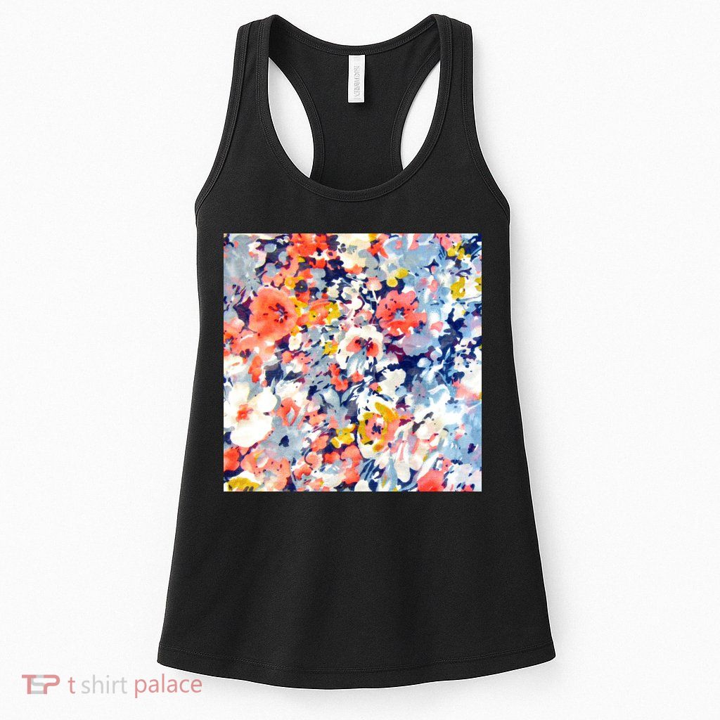 Colorful Flower Fabric Floral Pattern Womens Tank Top