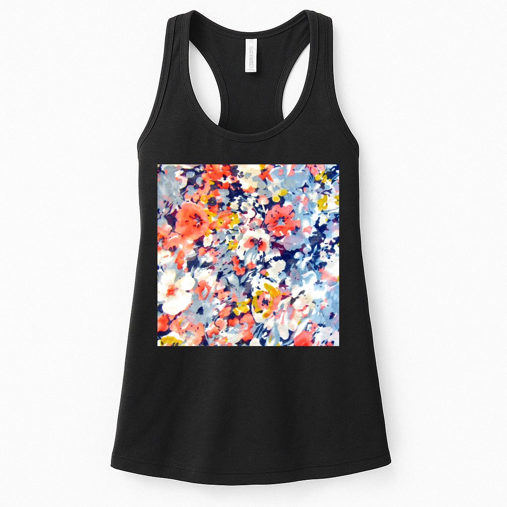 Colorful Flower Fabric Floral Pattern Womens Tank Top