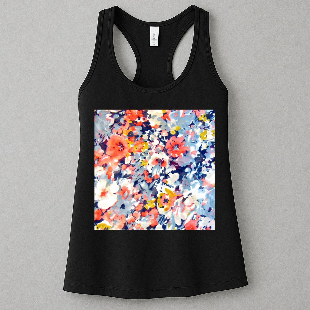 Colorful Flower Fabric Floral Pattern Womens Tank Top