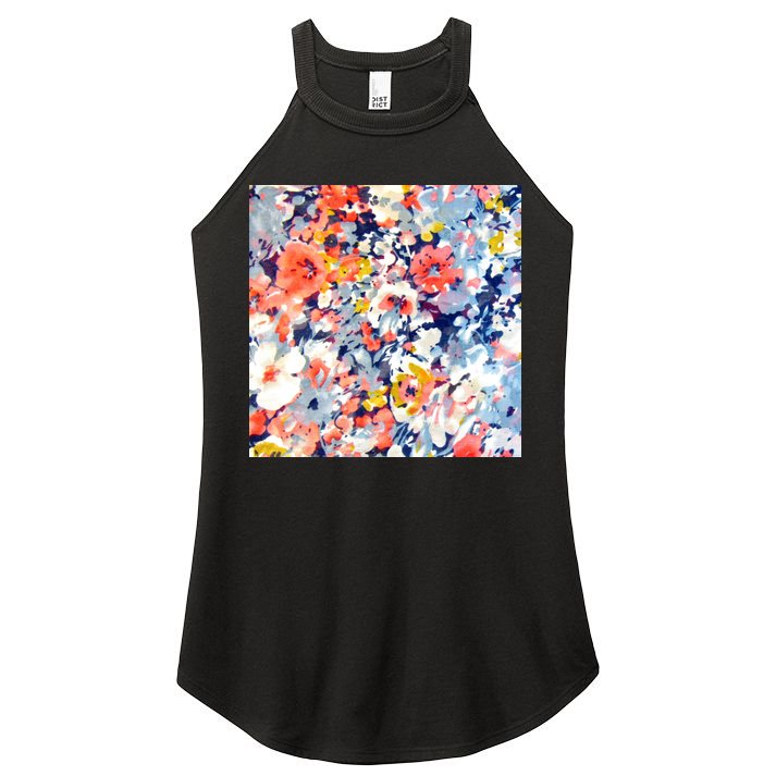 Colorful Flower Fabric Floral Pattern Women's Perfect Tri Rocker Tank