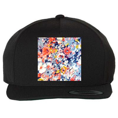 Colorful Flower Fabric Floral Pattern Wool Snapback Cap