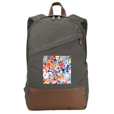 Colorful Flower Fabric Floral Pattern Cotton Canvas Backpack