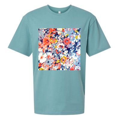 Colorful Flower Fabric Floral Pattern Sueded Cloud Jersey T-Shirt