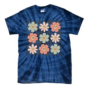 Checkered Flowers Face Happy Flower Gift Idea Cute Tie-Dye T-Shirt