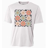 Checkered Flowers Face Happy Flower Gift Idea Cute Cooling Performance Crew T-Shirt