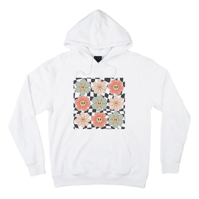 Checkered Flowers Face Happy Flower Gift Idea Cute Hoodie