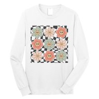 Checkered Flowers Face Happy Flower Gift Idea Cute Long Sleeve Shirt