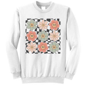 Checkered Flowers Face Happy Flower Gift Idea Cute Sweatshirt