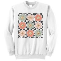 Checkered Flowers Face Happy Flower Gift Idea Cute Sweatshirt