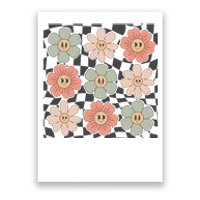 Checkered Flowers Face Happy Flower Gift Idea Cute Poster