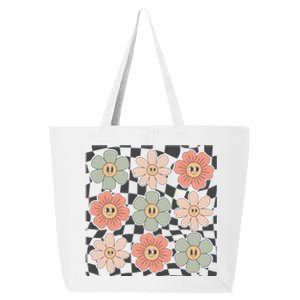 Checkered Flowers Face Happy Flower Gift Idea Cute 25L Jumbo Tote