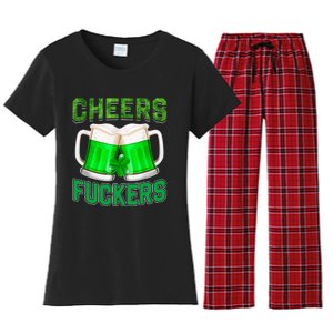 Cheers Fuckers Funny St Patricks Day Irish Drinking Women's Flannel Pajama Set