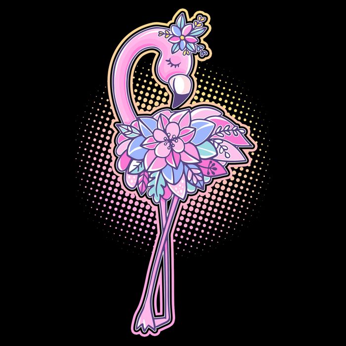 Cute Floral Flamingo USA-Made Doggie Bandana