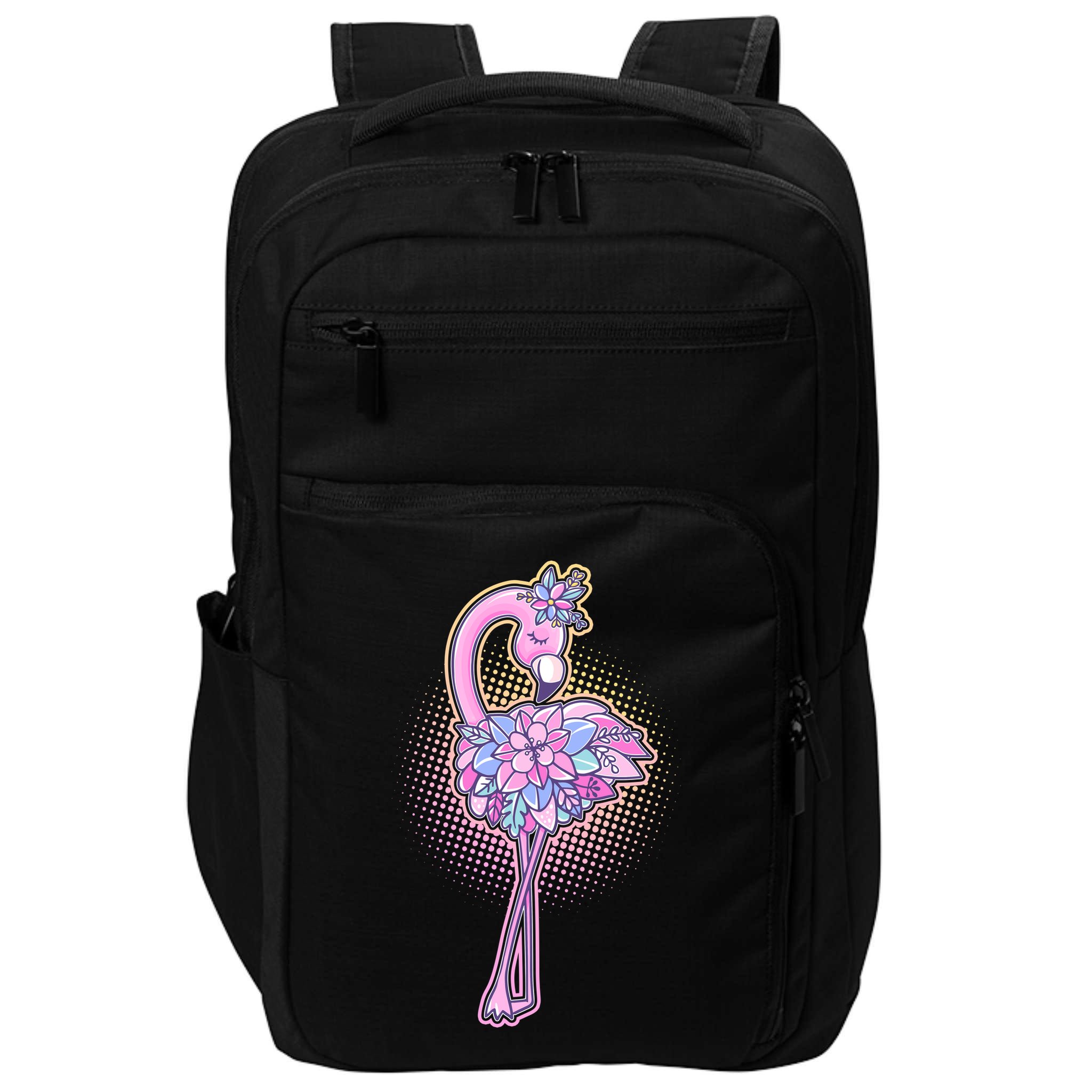 Cute Floral Flamingo Impact Tech Backpack