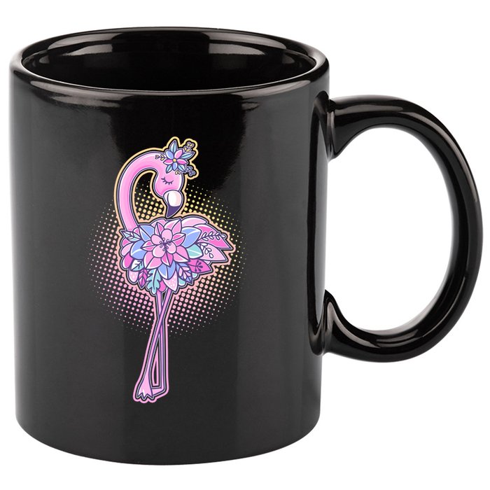 Cute Floral Flamingo 11oz C Handle Ceramic Mug