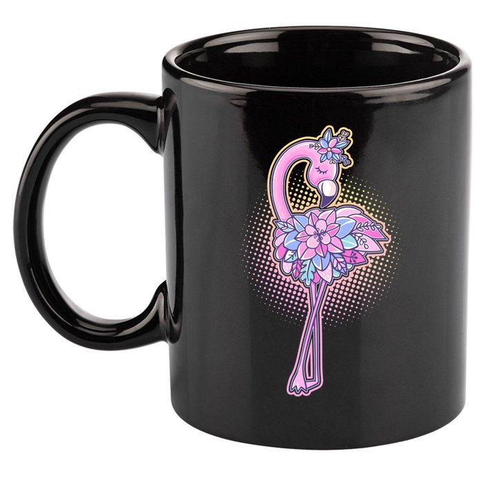 Cute Floral Flamingo 11oz C Handle Ceramic Mug