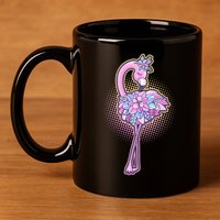 Cute Floral Flamingo 11oz C Handle Ceramic Mug