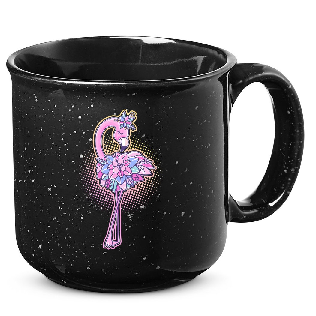 Cute Floral Flamingo 15oz Campfire Ceramic Mug