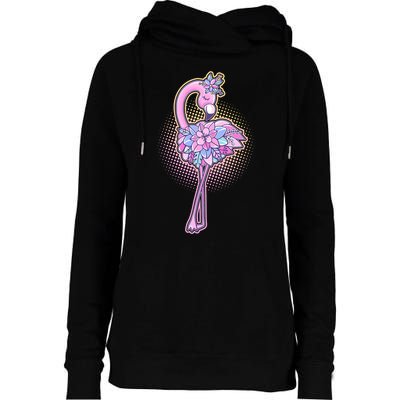Cute Floral Flamingo Womens Funnel Neck Pullover Hood