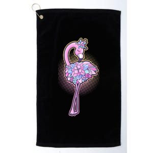 Cute Floral Flamingo Platinum Collection Golf Towel