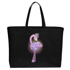 Cute Floral Flamingo Cotton Canvas Jumbo Tote