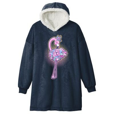 Cute Floral Flamingo Hooded Wearable Blanket