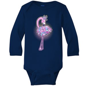 Cute Floral Flamingo Baby Long Sleeve Bodysuit