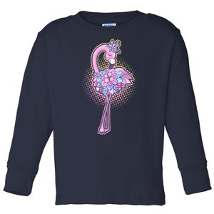 Cute Floral Flamingo Toddler Long Sleeve Shirt