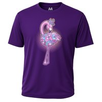Cute Floral Flamingo Cooling Performance Crew T-Shirt