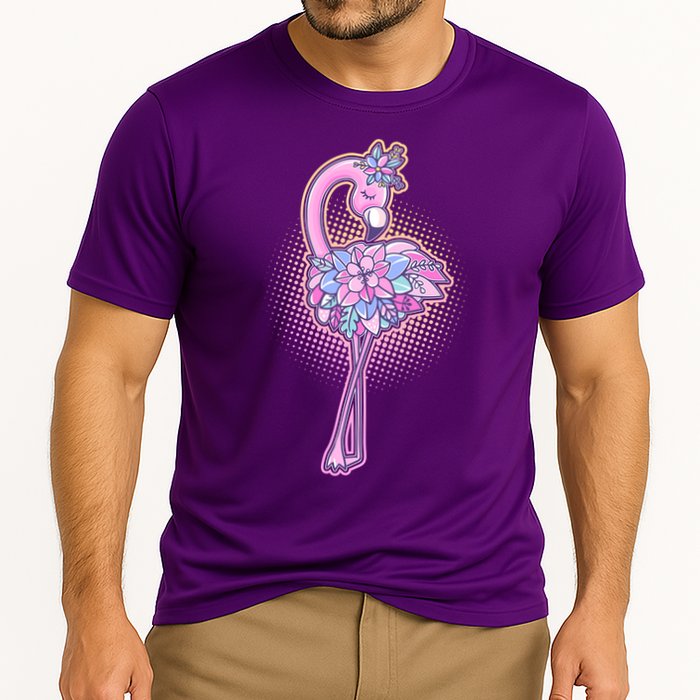 Cute Floral Flamingo Cooling Performance Crew T-Shirt