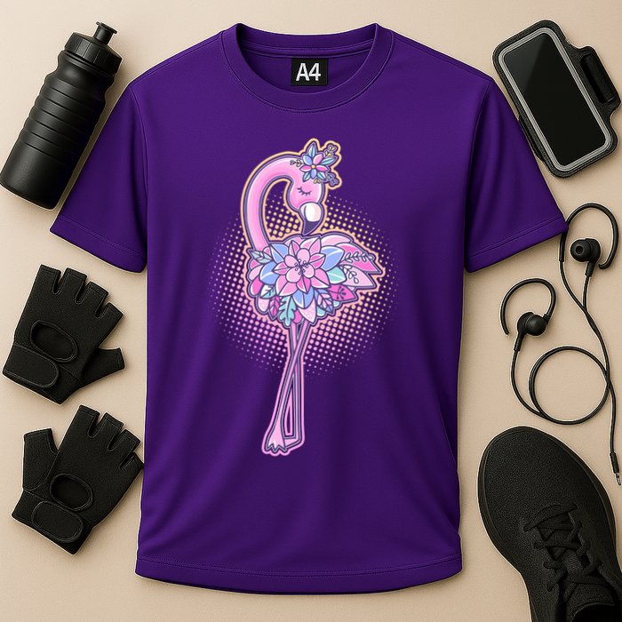Cute Floral Flamingo Cooling Performance Crew T-Shirt