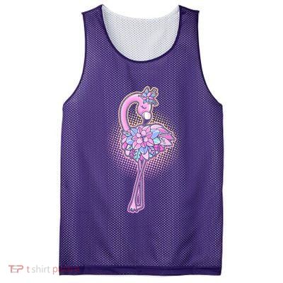 Cute Floral Flamingo Mesh Reversible Basketball Jersey Tank