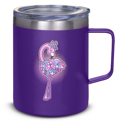 Cute Floral Flamingo 12oz Stainless Steel Coffee Mug
