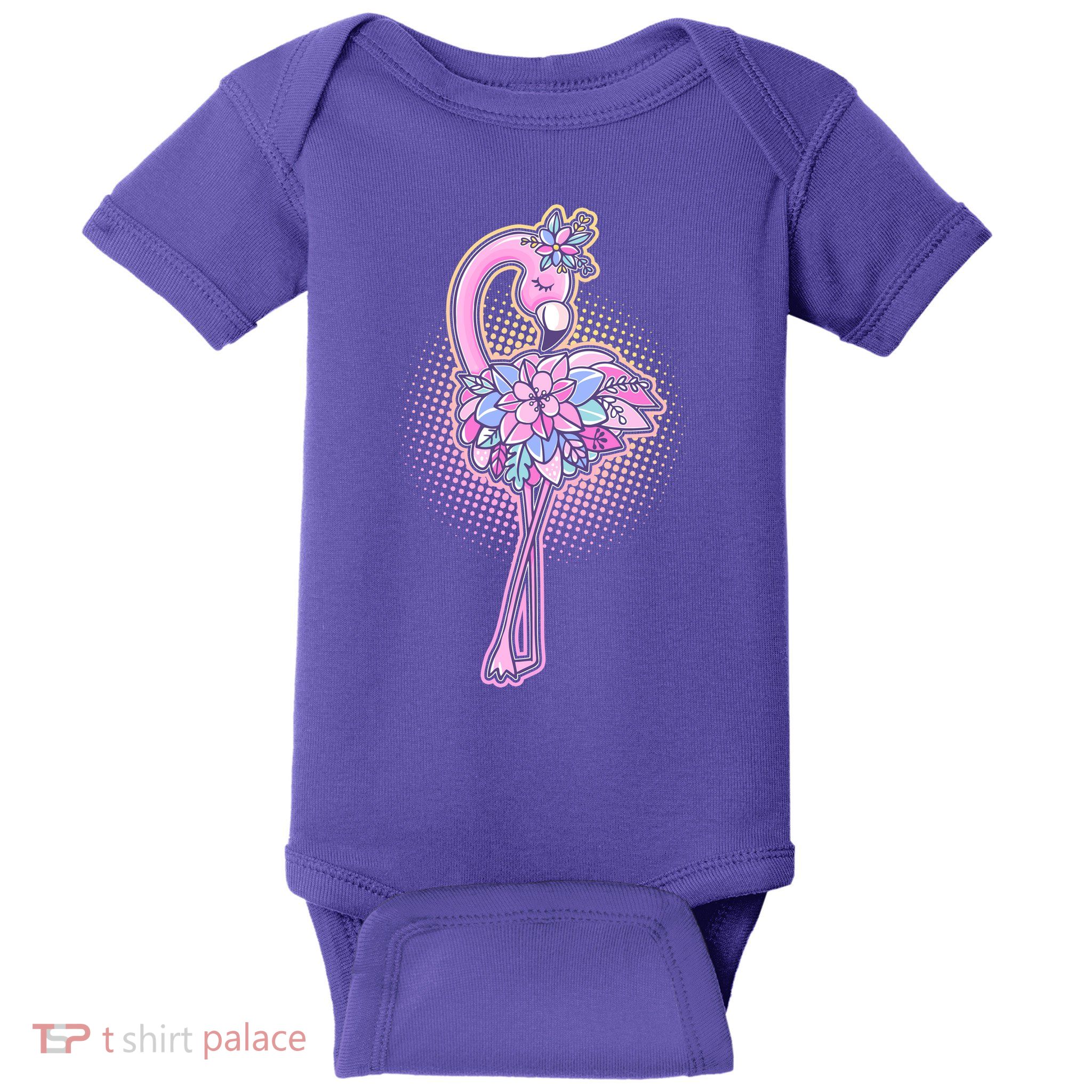 Cute Floral Flamingo Baby Bodysuit
