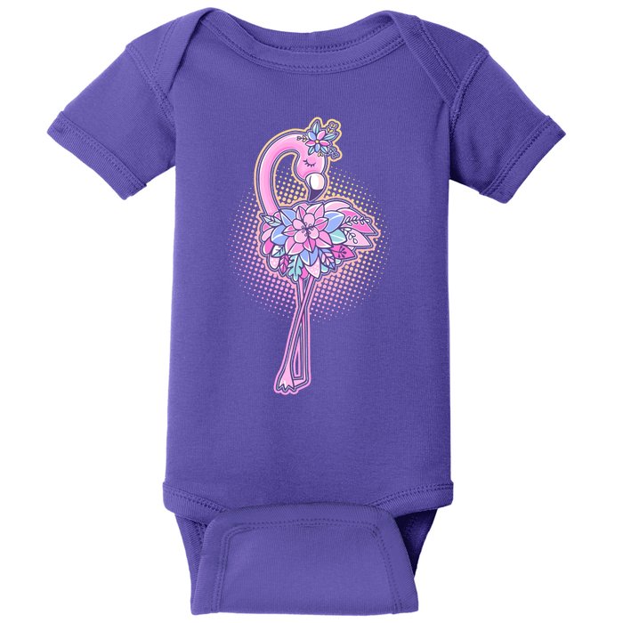 Cute Floral Flamingo Baby Bodysuit