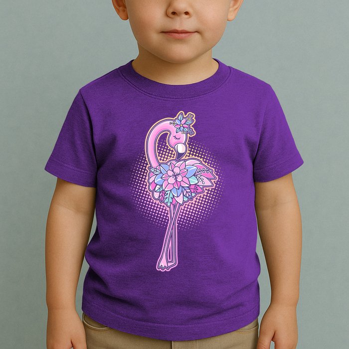 Cute Floral Flamingo Toddler T-Shirt