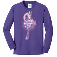 Cute Floral Flamingo Kids Long Sleeve Shirt