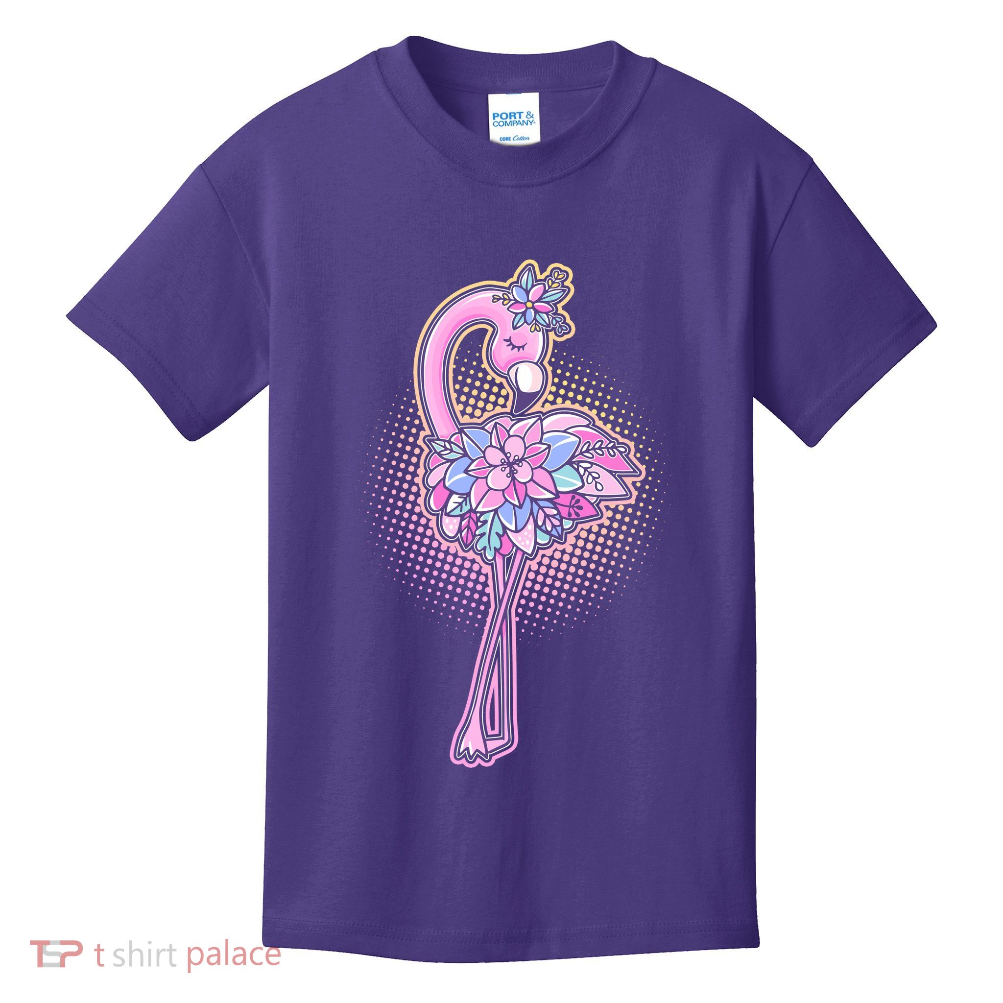 Cute Floral Flamingo Kids T-Shirt