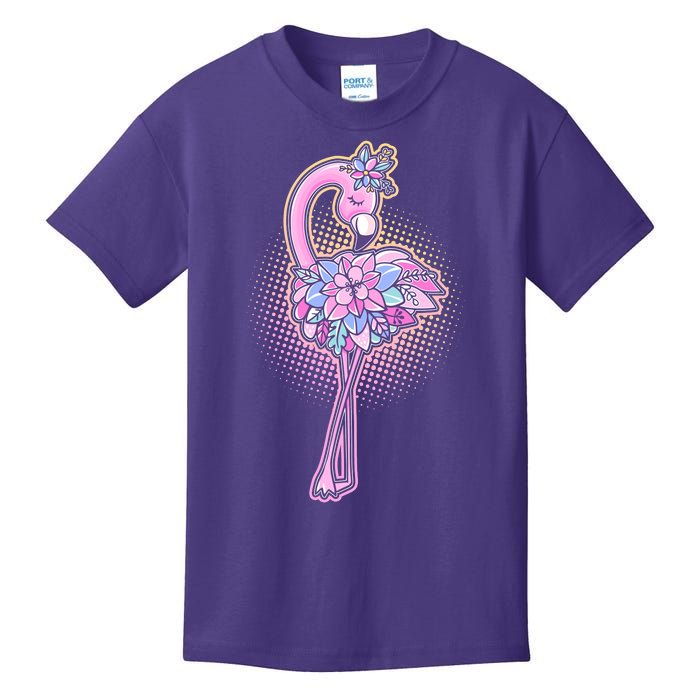 Cute Floral Flamingo Kids T-Shirt