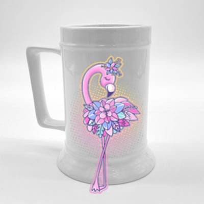 Cute Floral Flamingo Beer Stein