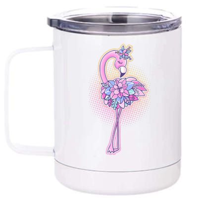 Cute Floral Flamingo 12 oz Stainless Steel Tumbler Cup