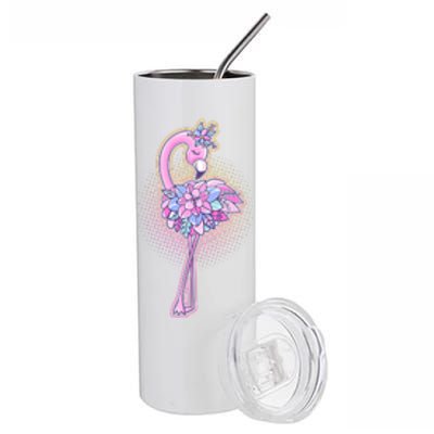 Cute Floral Flamingo Stainless Steel Tumbler