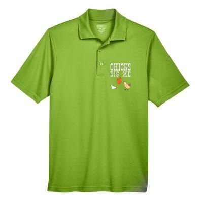 Chicken Farmer Funny Chicks Dig Me Farming Gift T Men's Origin Performance Pique Polo