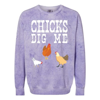 Chicken Farmer Funny Chicks Dig Me Farming Gift T Colorblast Crewneck Sweatshirt