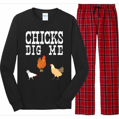 Chicken Farmer Funny Chicks Dig Me Farming Gift T Long Sleeve Pajama Set