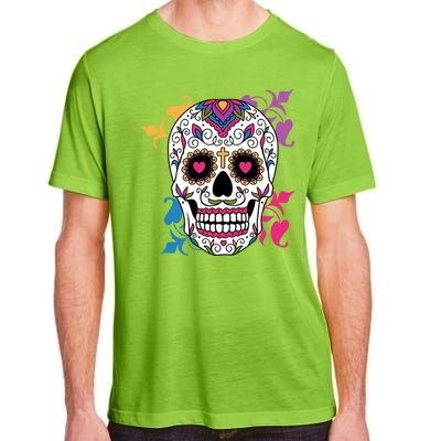 Candy Floral Graphic Skull Design Adult ChromaSoft Performance T-Shirt