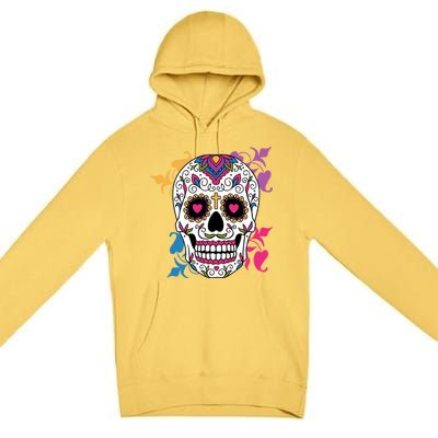 Candy Floral Graphic Skull Design Premium Pullover Hoodie